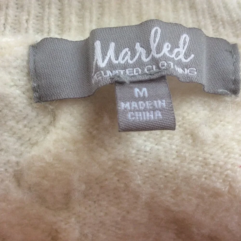 Marled Ivory Woven Knit Cozy Sweater Size Medium - Picture 3 of 5